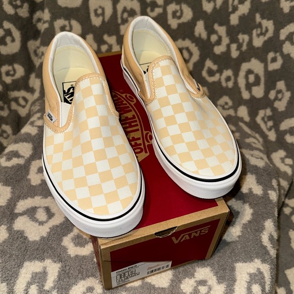Vans Classic Slip-On Theory Checkerboard 🍯 Honey Peach🍑 New 🆕 & Never Worn - Picture 5 of 17